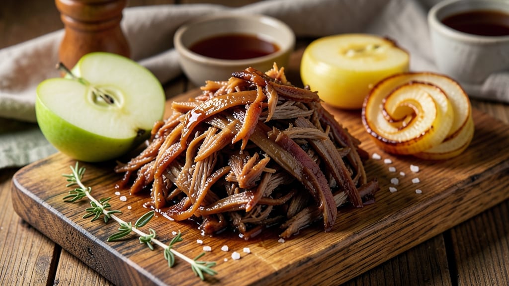 Apple Pulled Pork Recipe: Sweet-Tart Apple Shreds Over Smoky BBQ Base