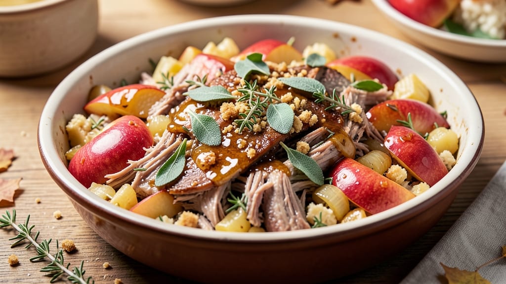 Apple and Pork Stuffing Recipe: Savory Apple-Cider Crisp With Juicy Pork Bits