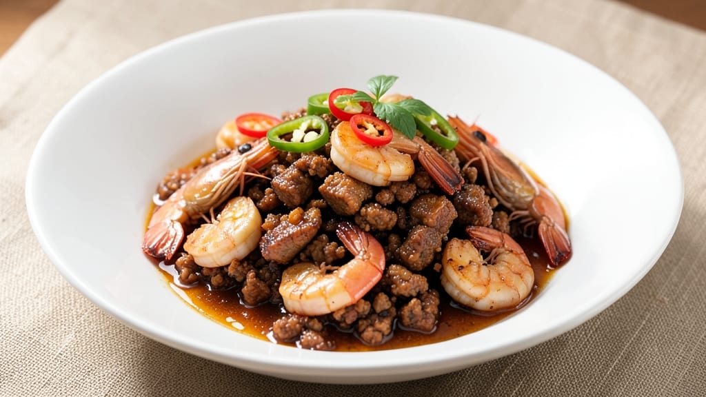 Minced Pork and Prawn Recipe: Singapore-Style Stir-Fry with Crispy Edges