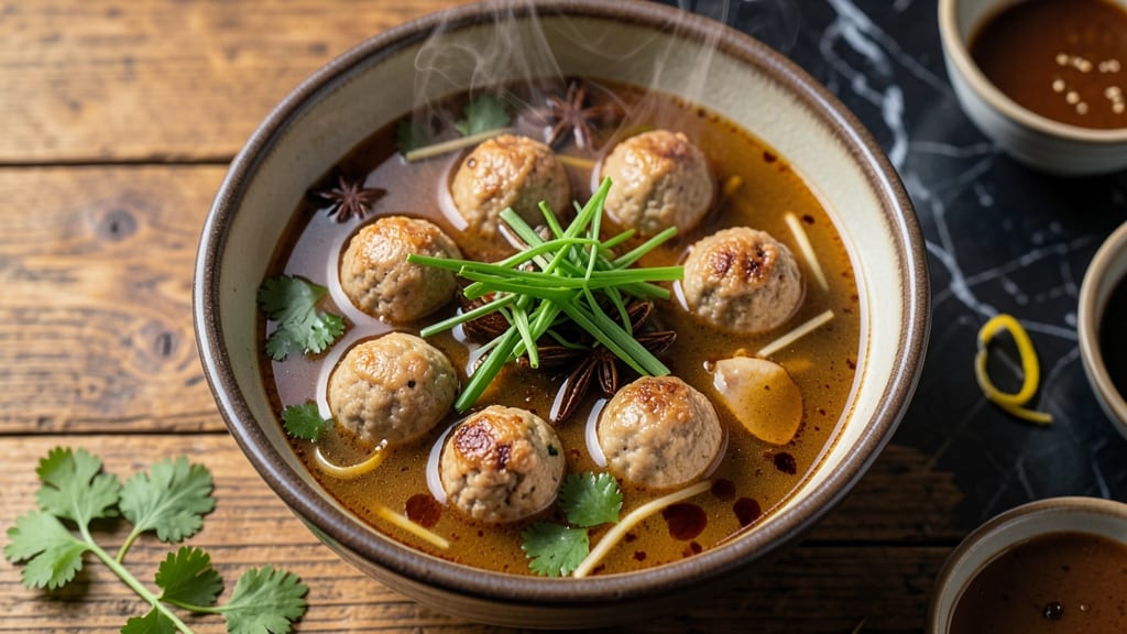 Asian Pork Meatballs Soup Recipe: Smoky Star Anise Broth With Chewy Bites