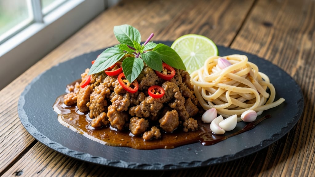 Mince Pork Thai Recipe: Fragrant Basil-Lime Stir-Fry With Silky Rice Noodles