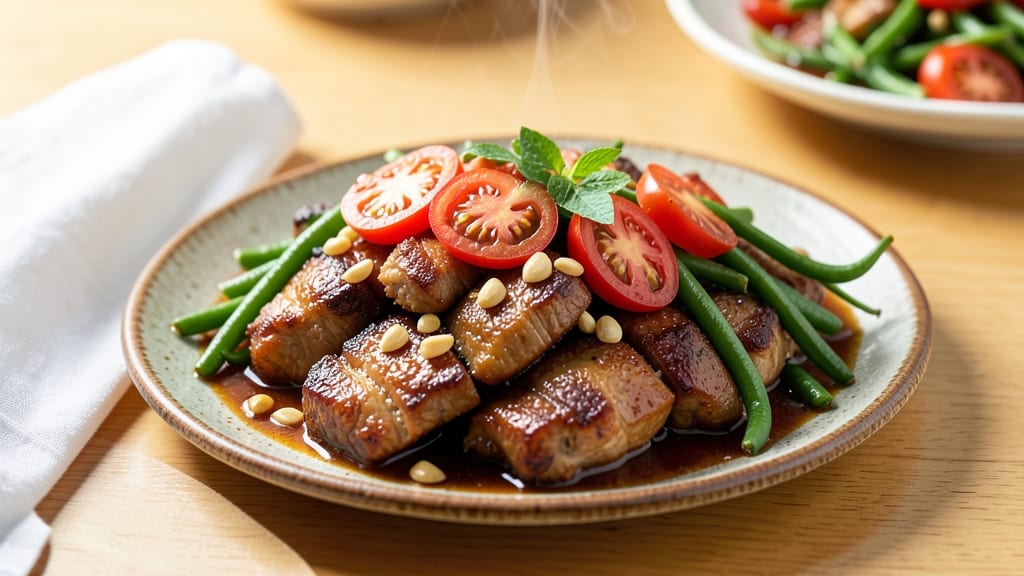 Adobong Sitaw With Ground Pork Recipe: Savory Tomato-Soy Braise With Crispy Pork Bites