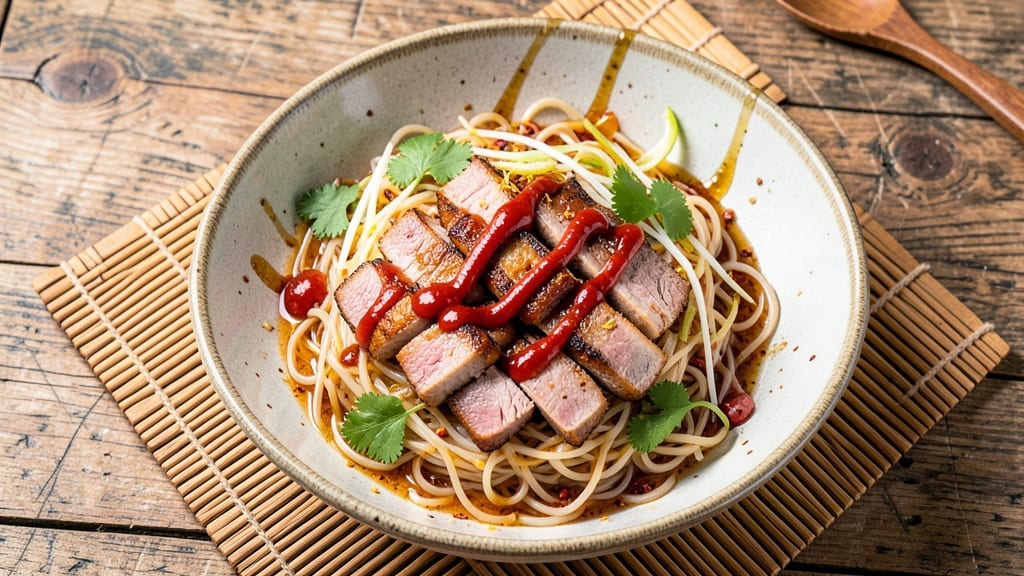 Asian Pork Noodle Bowl Recipe: Smoky Chili-Lime Pork Over Chewy Rice Noodles