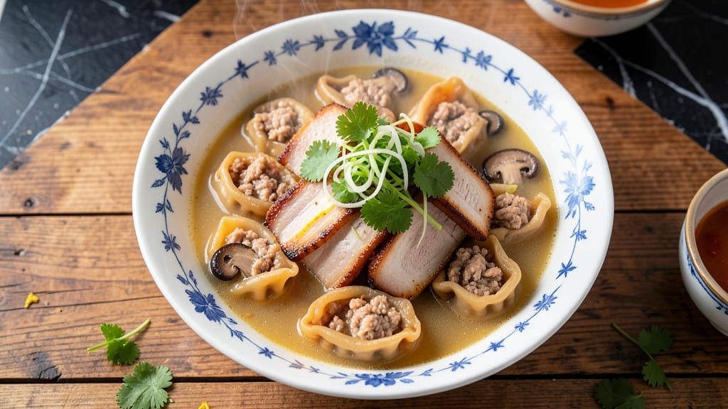 Chicken and Pork Wonton Soup Recipe: Fragrant Broth and Pillowy Dumplings