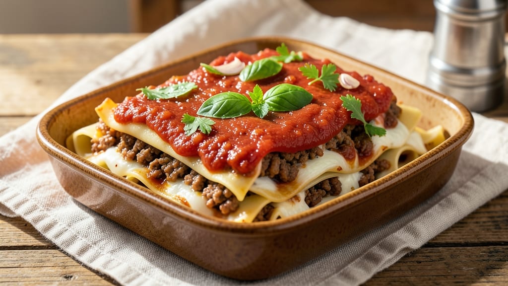 Minced Pork Lasagna Recipe: Layers of Rich Tomato and Herbed Meatballs